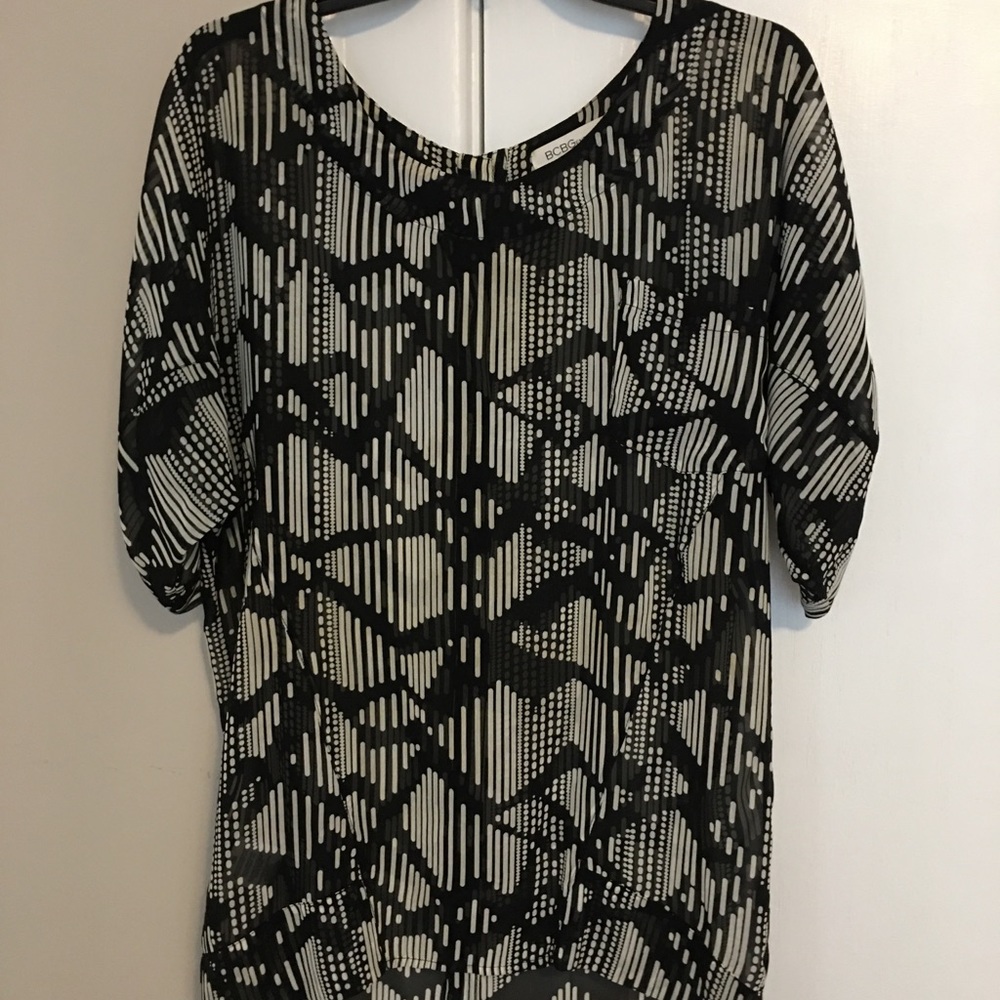 BCBGenerarion Sheer Blouse with Geometric Pattern